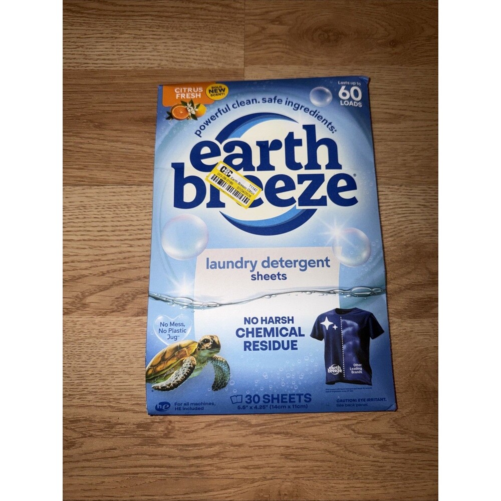 Earth Breeze Laundry Detergent Sheets Citrus Fresh 30 count Up To 60 Loads